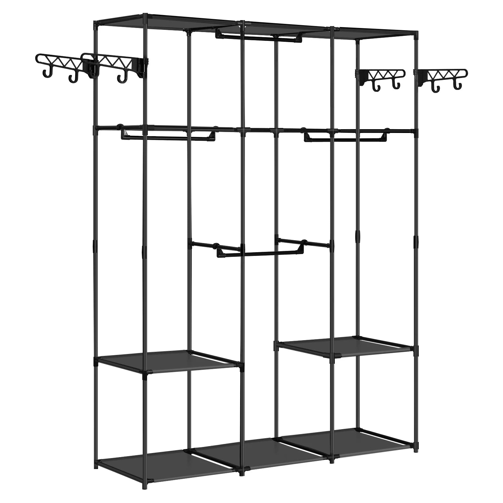 Open Black Wardrobe Rail – Metal Frame 135x178cm 30kg – side view