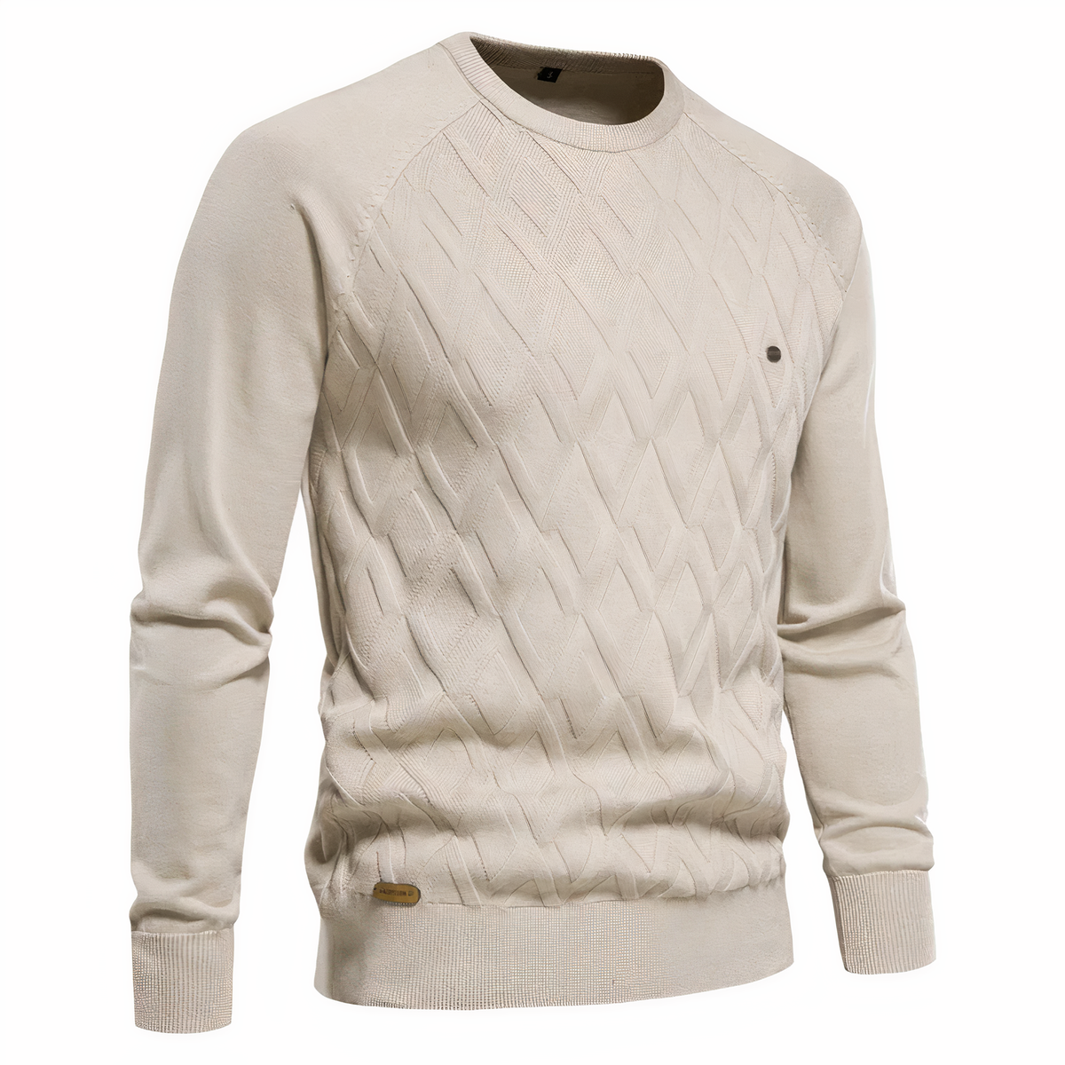 Men's diamond texture jumper in Ecru