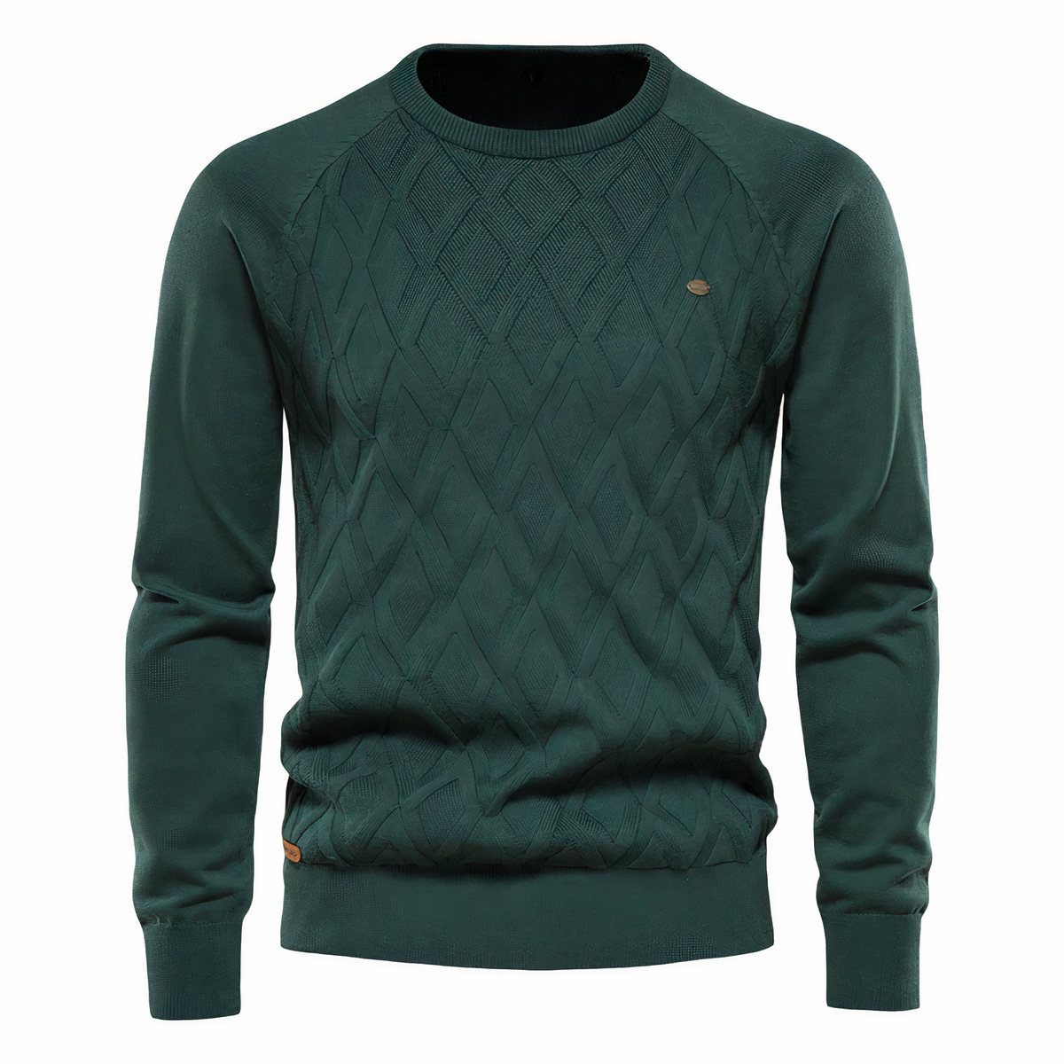 Men's diamond texture jumper in Dark Green