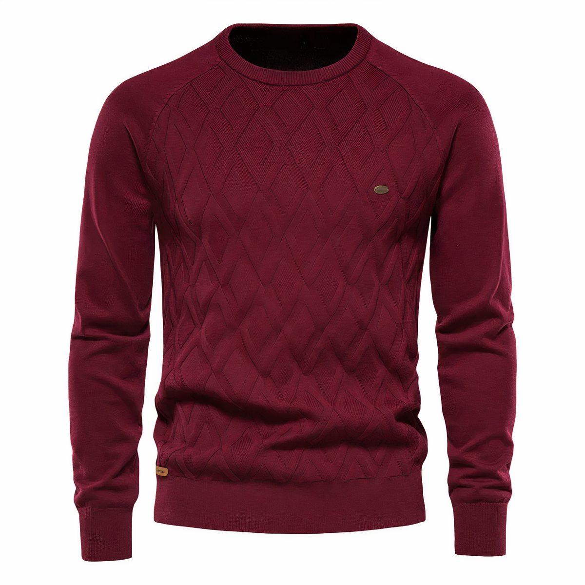 Men's diamond texture jumper in Burgundy