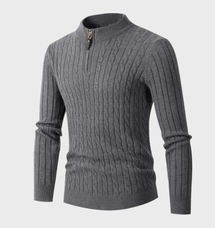 Men's slim cable knit jumper in Grey