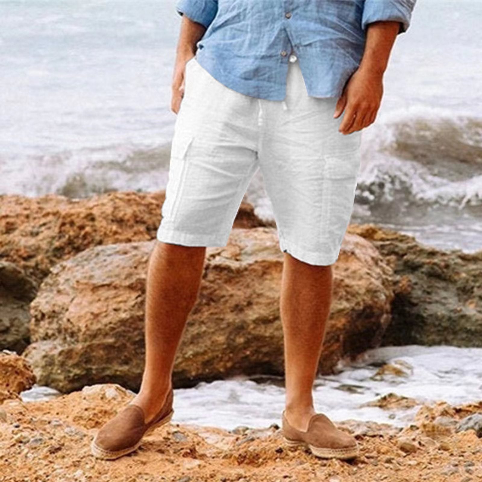 Men's Linen Shorts – Lightweight & Breathable – Ideal for Summer & Lei - front view