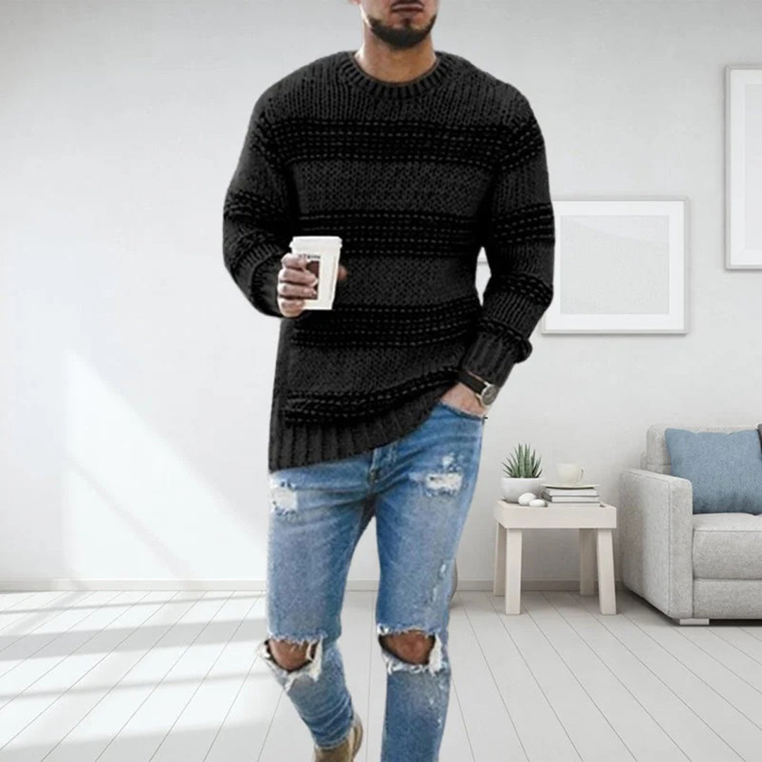 Men's striped knit jumper in Black