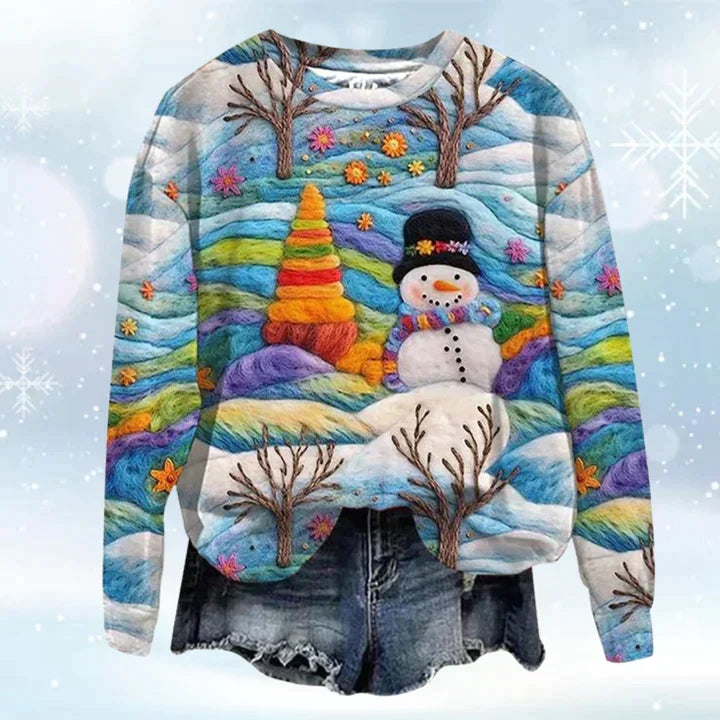 Men's Christmas jumper with all-over print in Snowman