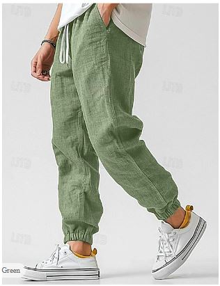 Men's Relaxed Fit Linen Trousers - Earthy Tones - side view | SAINT DOR