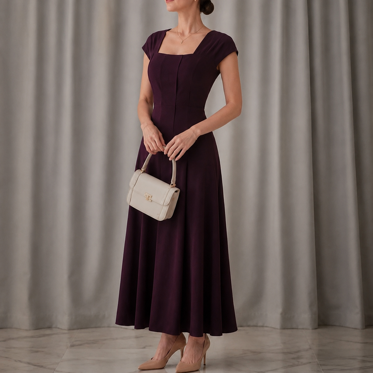 Women's square neck midi dress