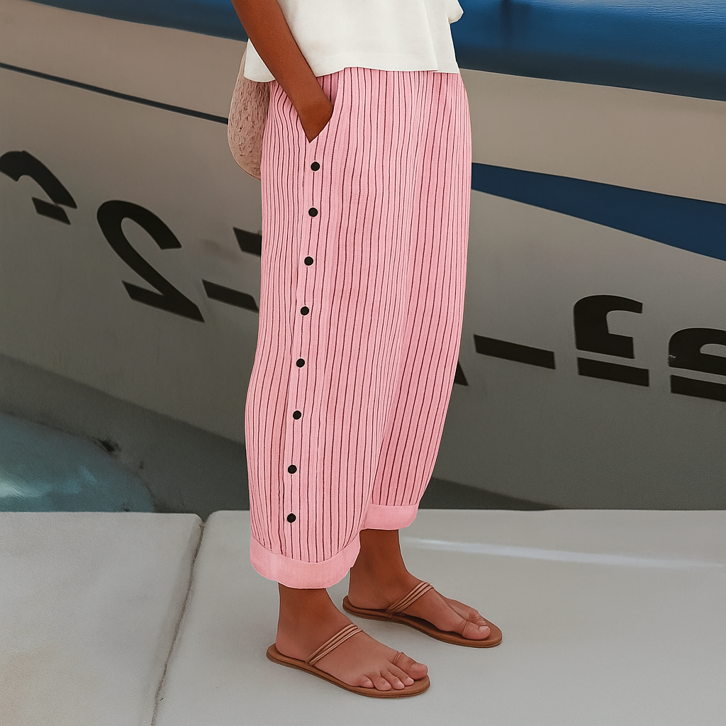 Women's Trousers - Comfortable Pants with Side Pockets in Gray