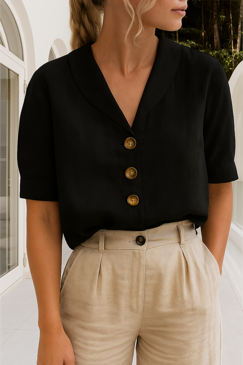 Women's Top - Elegant Blouse in Beige