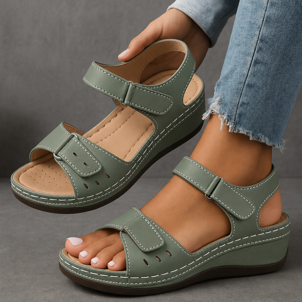 Women's Sandals - Orthopedic Sandals with Wedge Heel