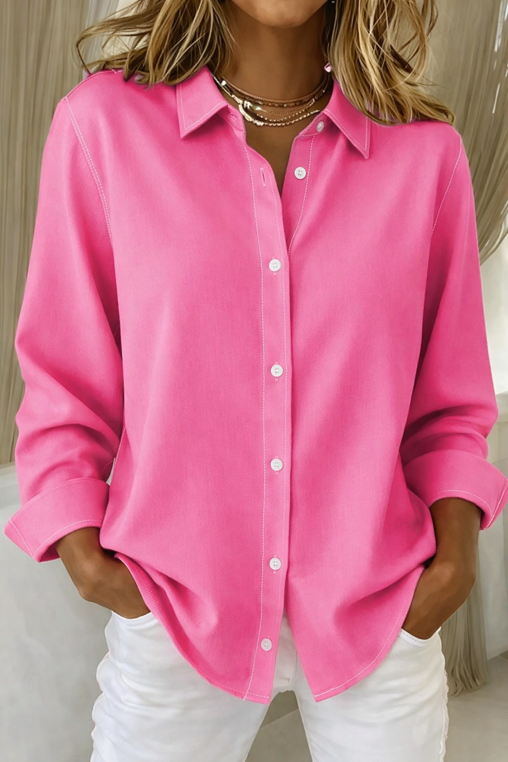 Women's Top - Elegant Button Blouse