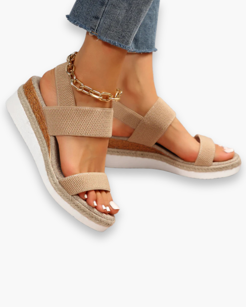 Women's wedge sandals with elastic adjustable straps – Saint Dor UK – front view