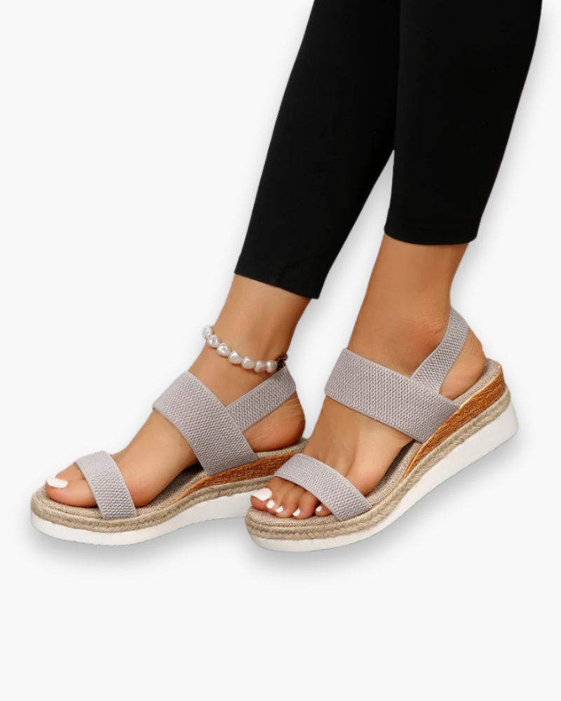 Women's wedge sandals with elastic adjustable straps – Saint Dor UK – angle view