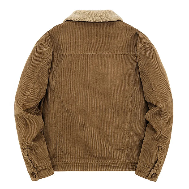 Men's corduroy trucker jacket with sherpa lining - detail