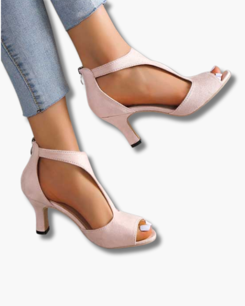 Women's open-toe strappy heeled sandals – Saint Dor UK – side view