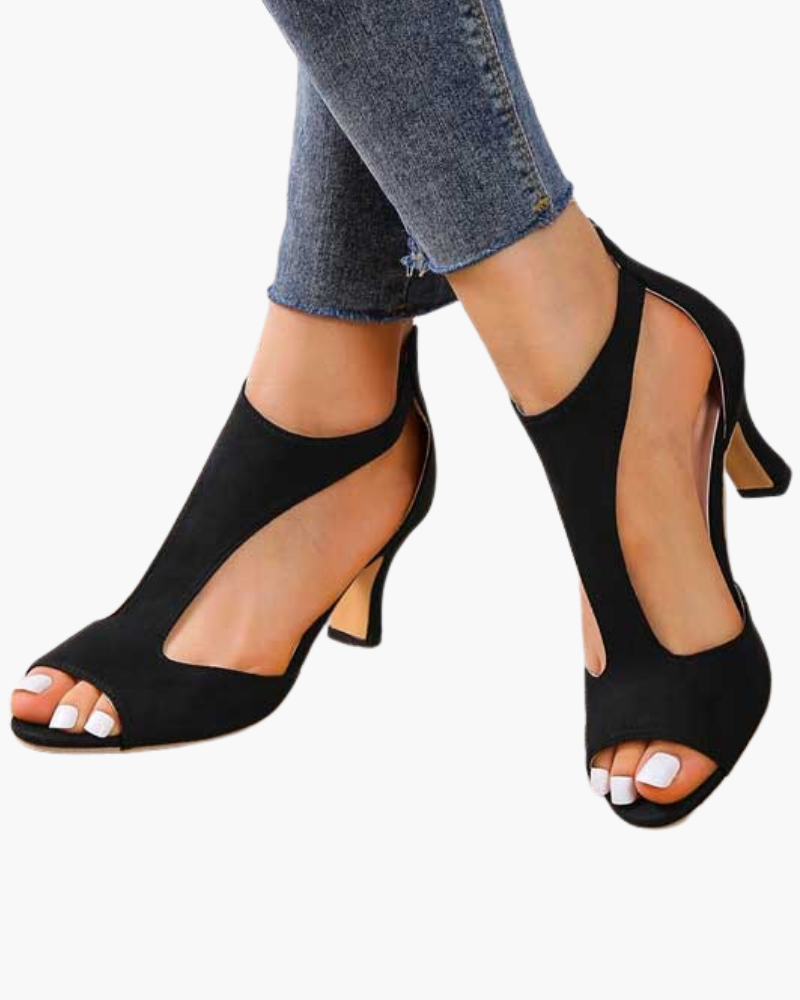 Women's open-toe strappy heeled sandals – Saint Dor UK – back view