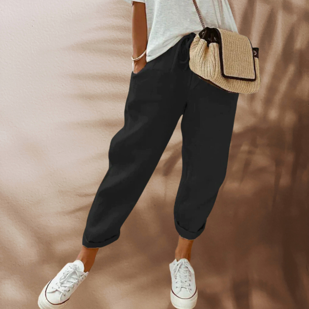 Women's Trousers - Casual and Stylish Summer Pants in Beige