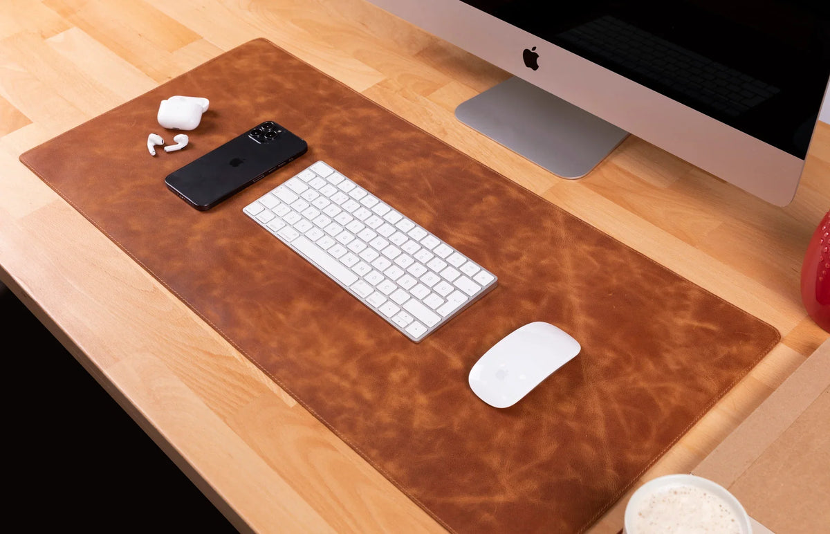 Leather Desk Mat in Moccasin