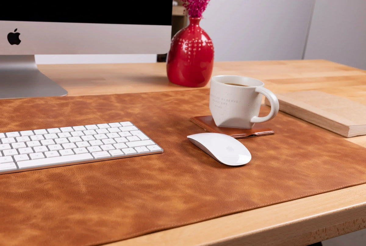 Leather Desk Mat in Moccasin