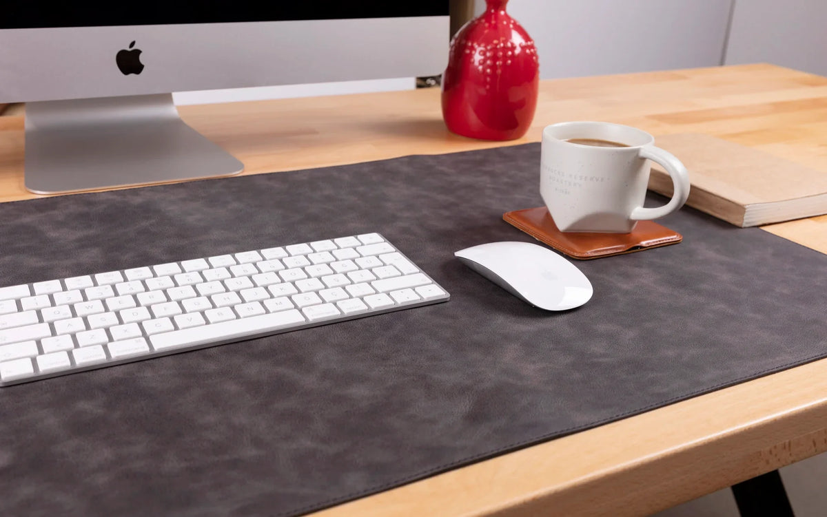 Leather Desk Mat in Charcoal