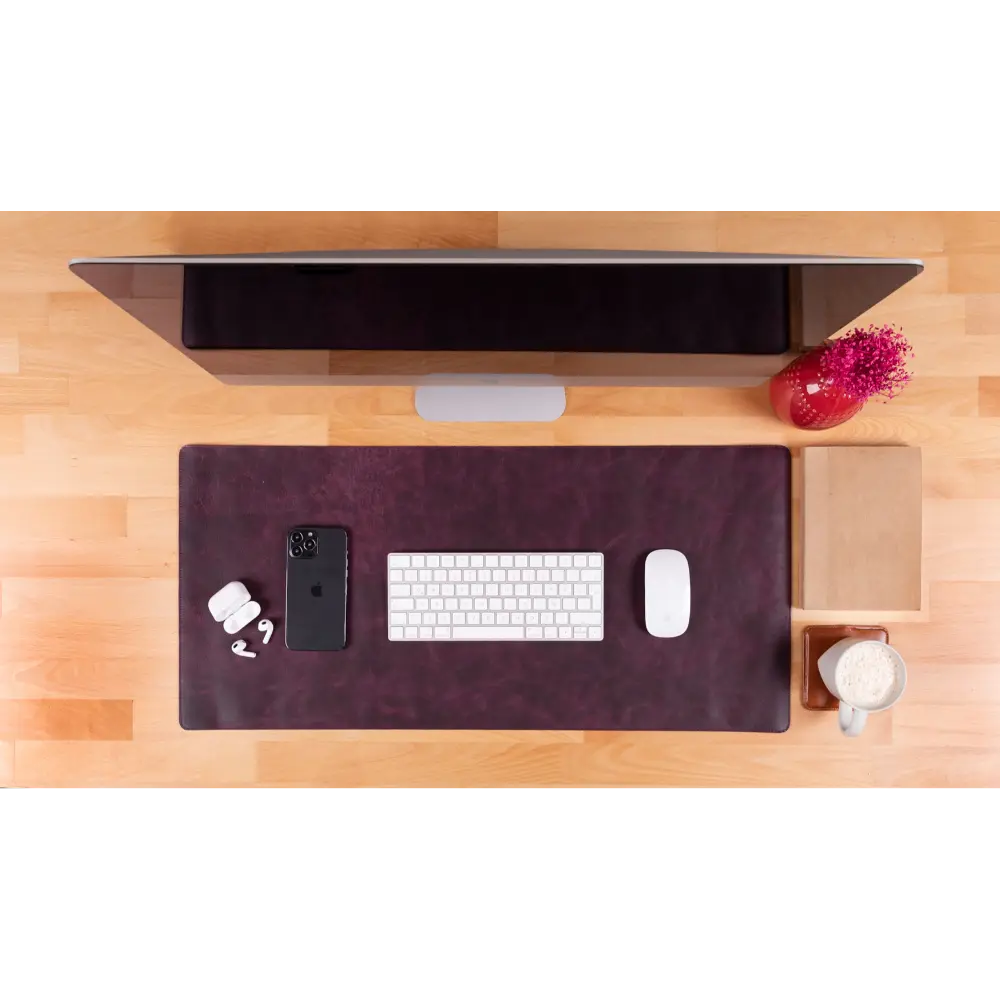 Leather Desk Mat in Scarlet