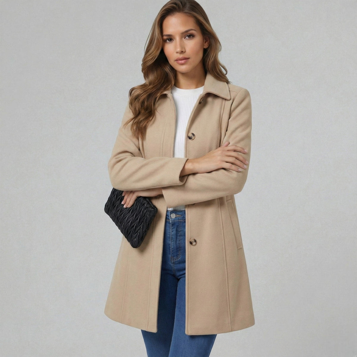 Women's A-Line Coat in Sand