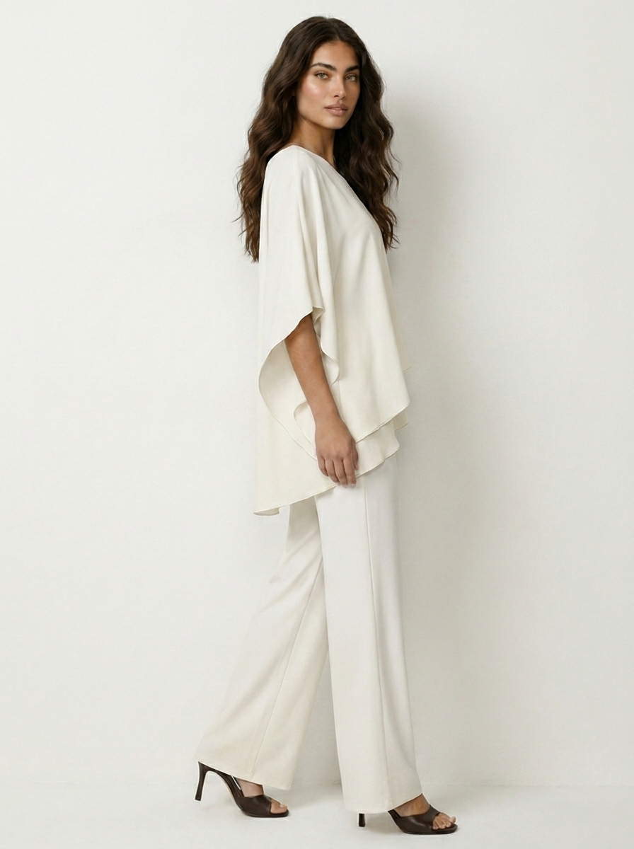 Women's Two-Piece Set - two-layer chiffon overlay top