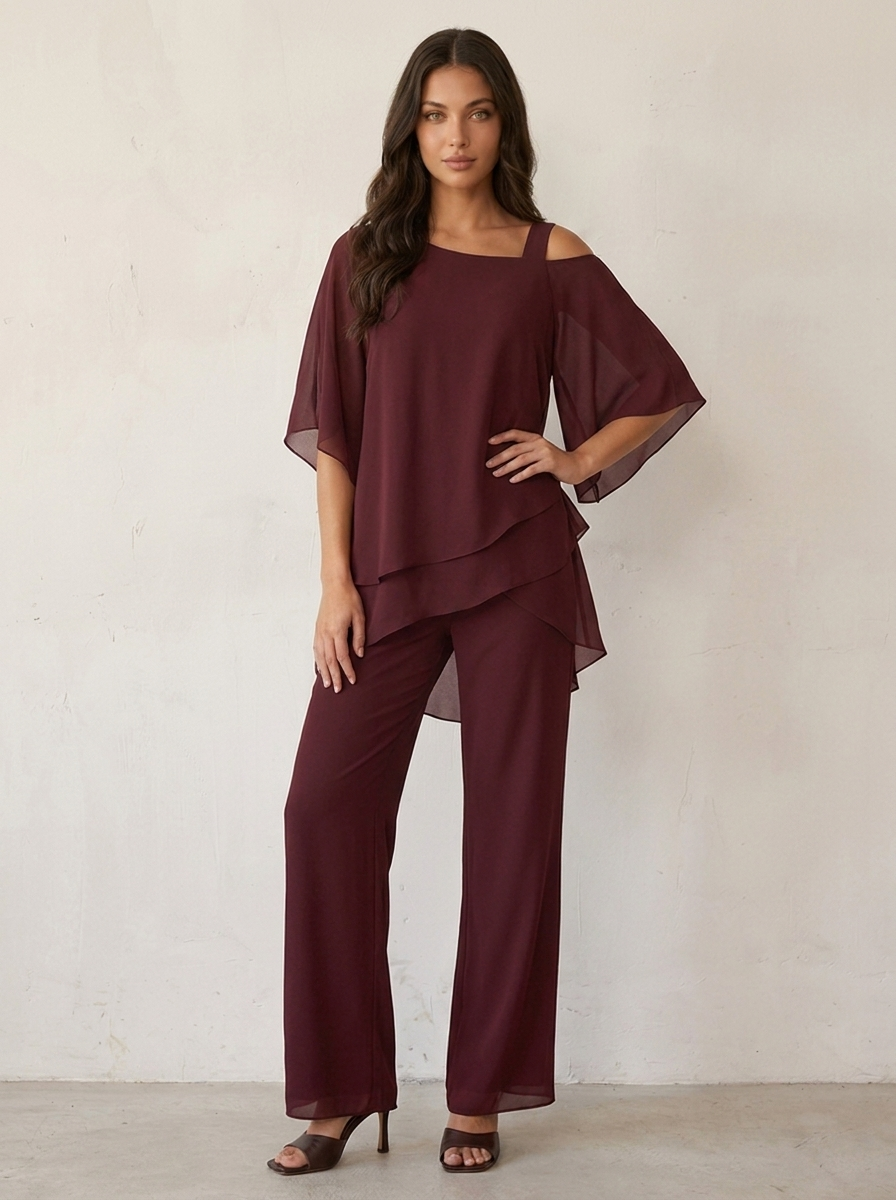 Women's Two-Piece Set in Burgundy