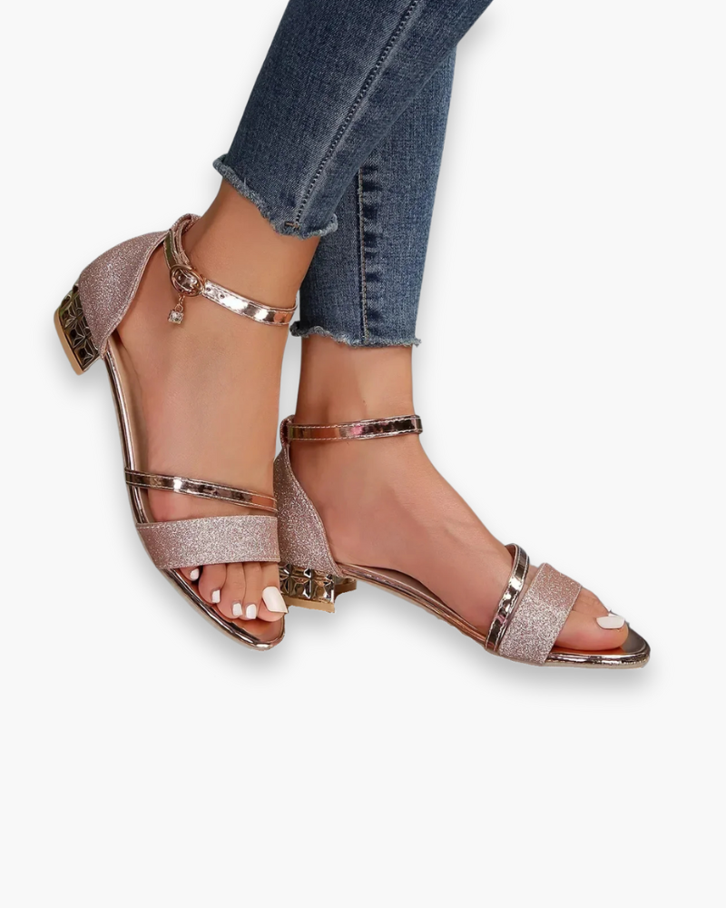 Women's strappy evening sandals with ankle strap – Saint Dor UK – detail view