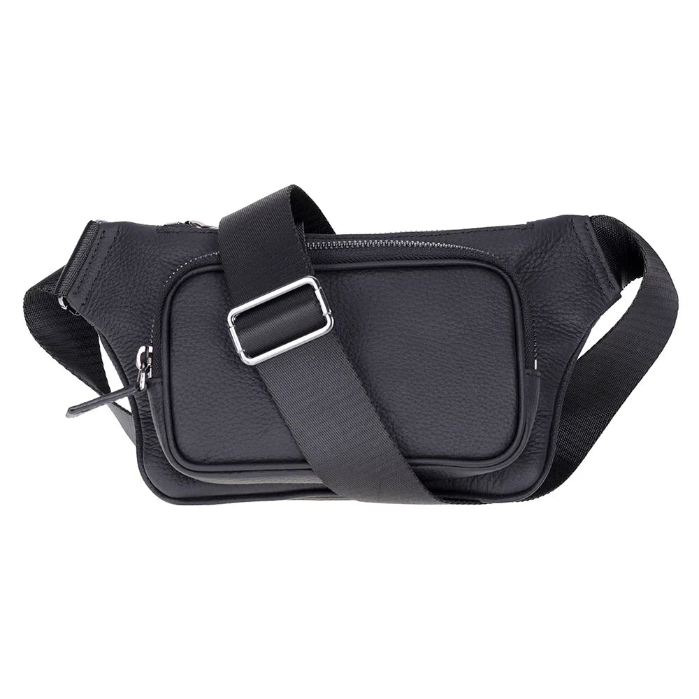 Leather Crossbody Bag in Black