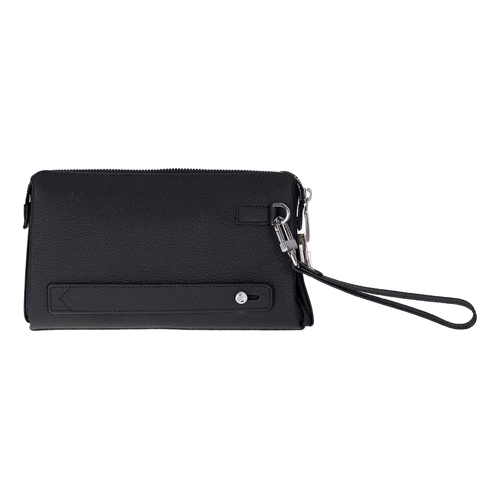 Men's Leather Clutch in Smoke Grey