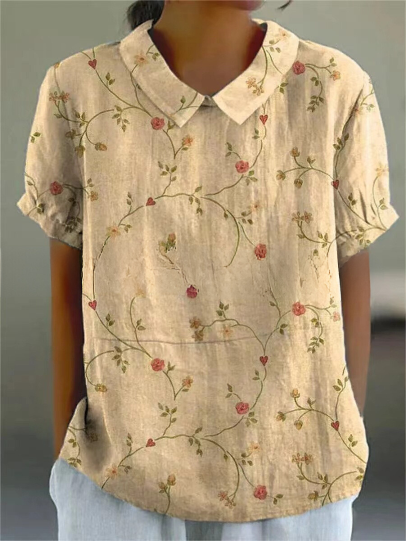 Women's Top - Floral Shirt in Light pink with floral print