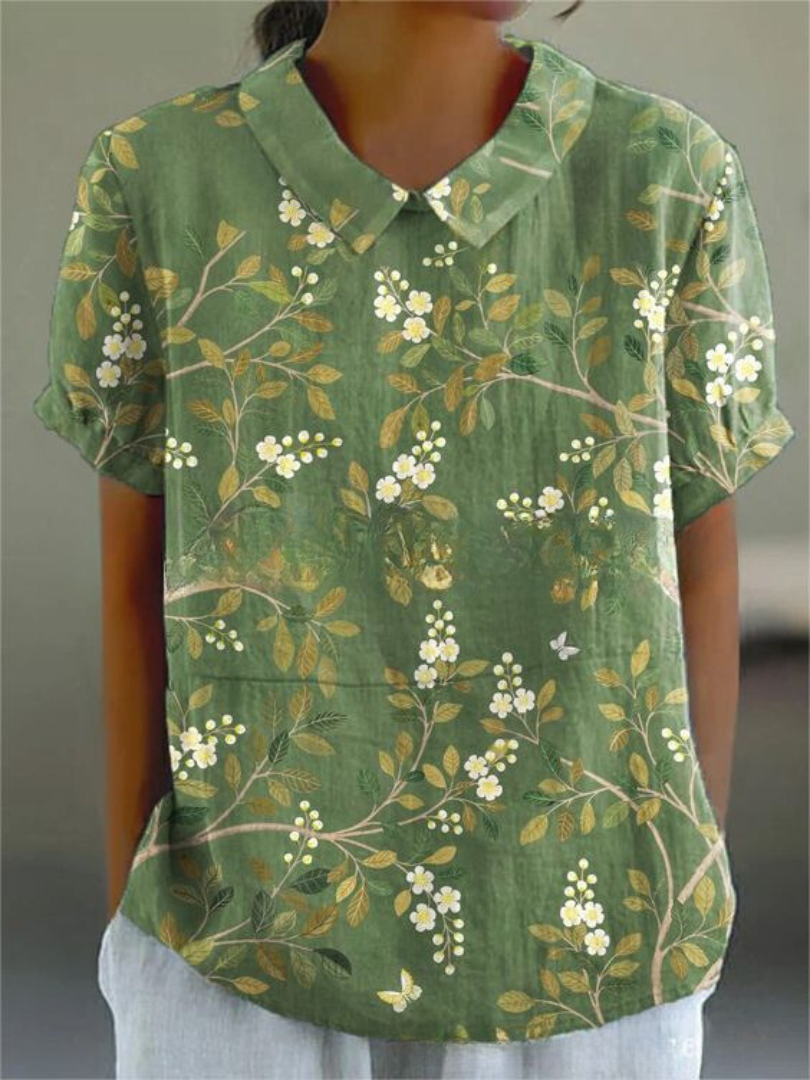 Women's Top - Floral Shirt in Old yellow