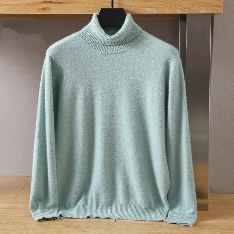 Men's roll neck jumper in Mint