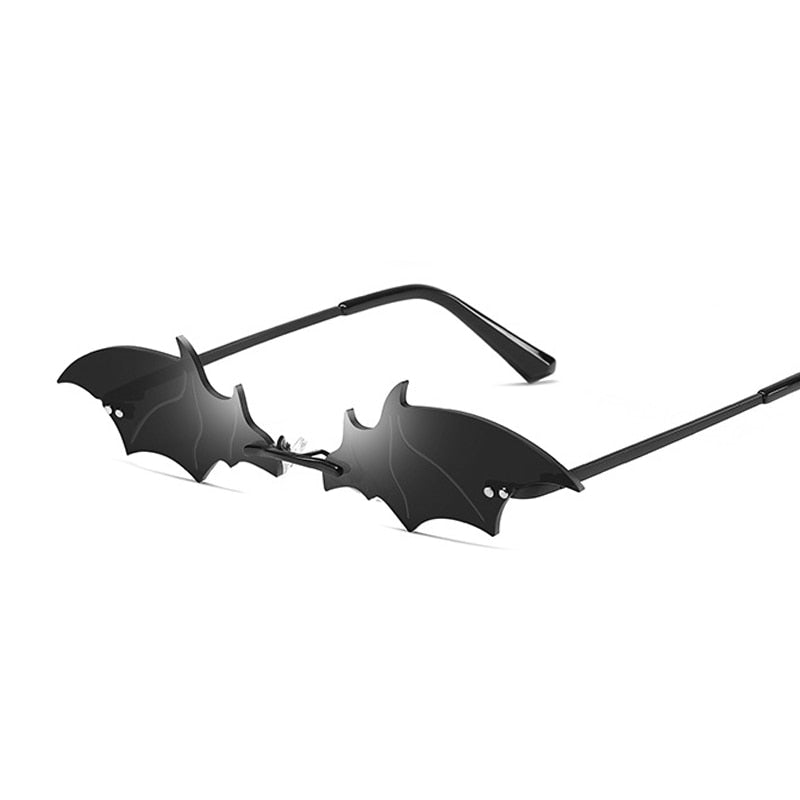 Women's Rimless Sunglasses – Gothic Bat Style UV – front view