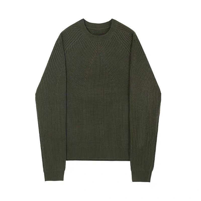 Men's oversized ribbed jumper with chunky crew neck, front view