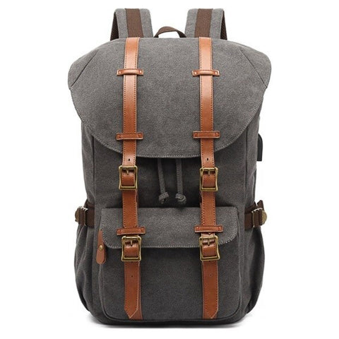 Leather Backpack in Grey