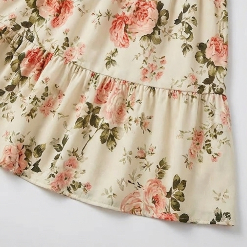 Women's smocked floral midi dress - detail