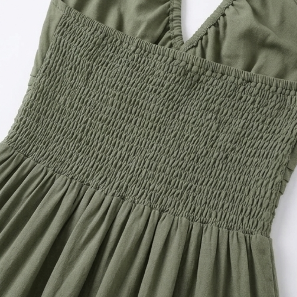 Women's halter tiered maxi dress - detail