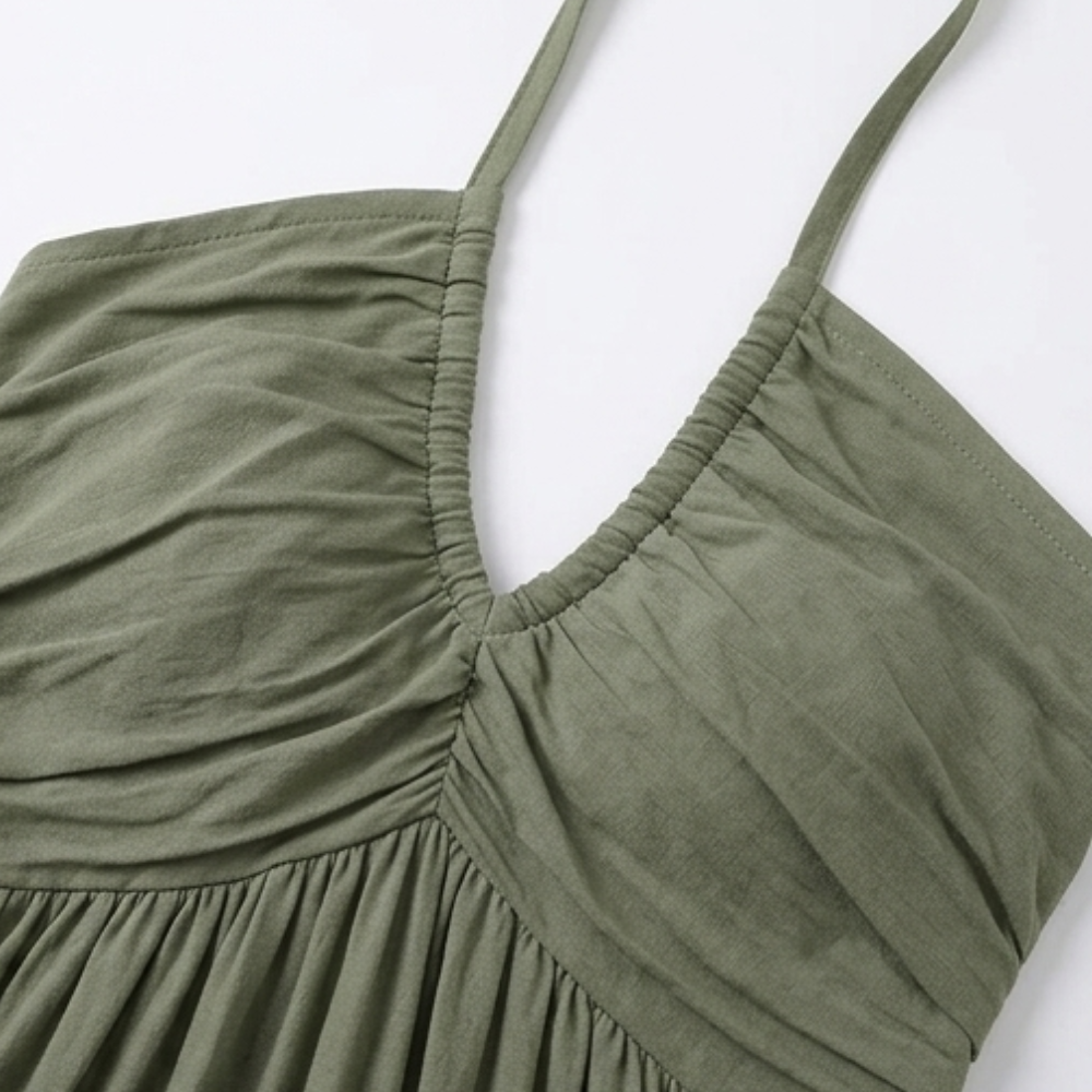 Women's halter tiered maxi dress - detail
