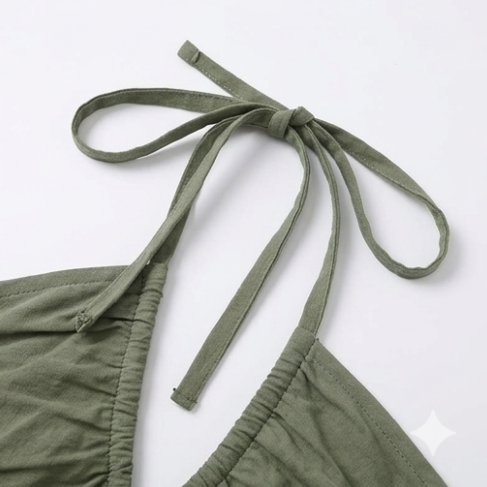Women's halter tiered maxi dress - detail