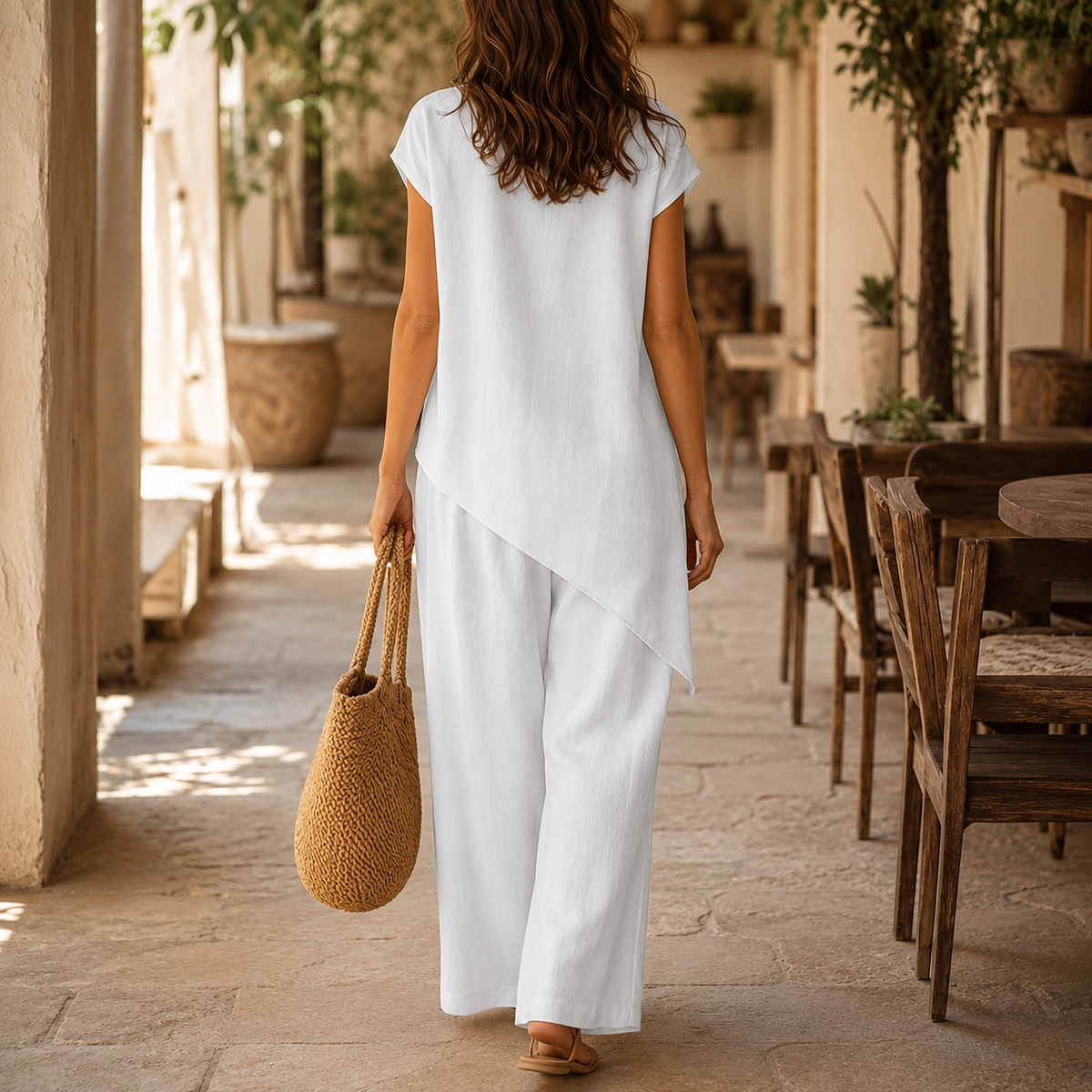 Women's two-piece set with asymmetric hem - detail