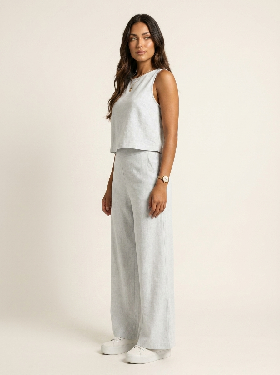 Linen-Look Top and Trousers — view 8