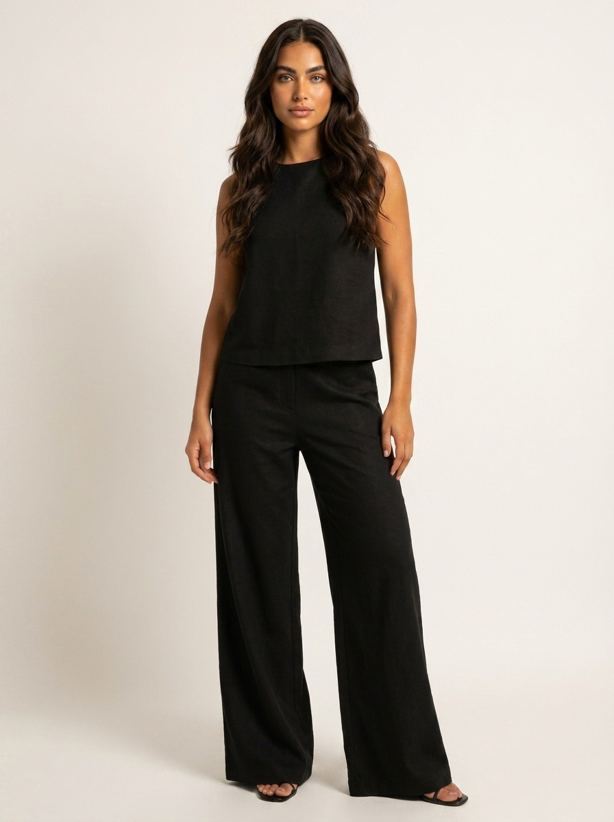 Linen-Look Top and Trousers — view 5