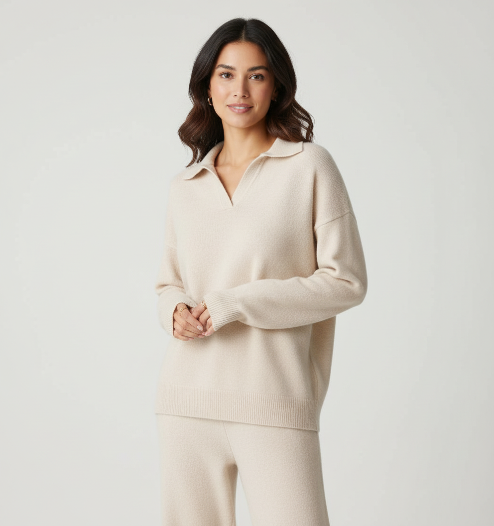 Women's Lounge Set - Soft Two-Piece Top and Trousers