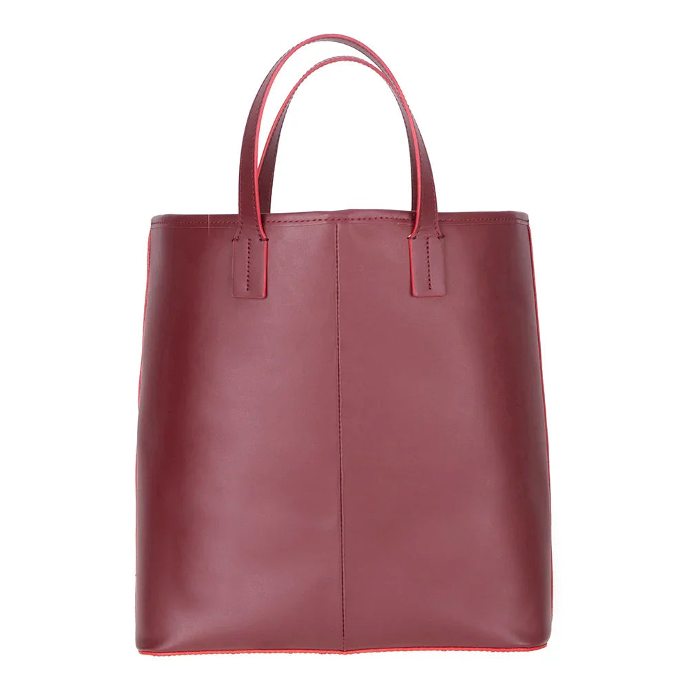 Leather Tote Bag in Burgundy