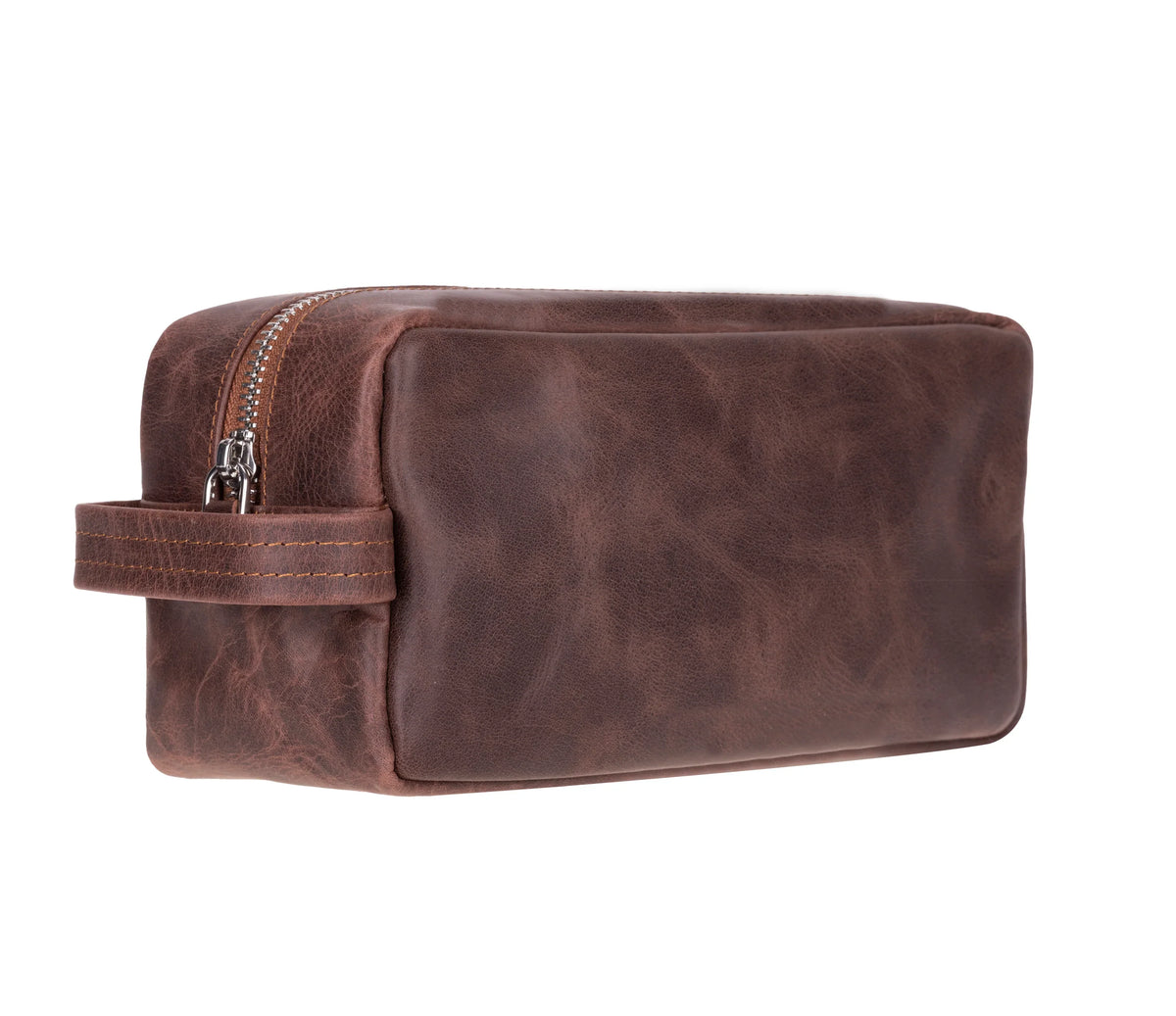 Leather Wash Bag in Dark Brown