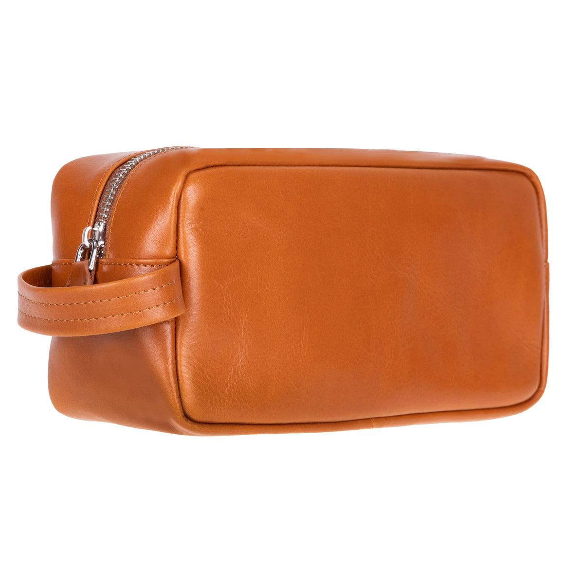 Leather Wash Bag in Sandy Tan