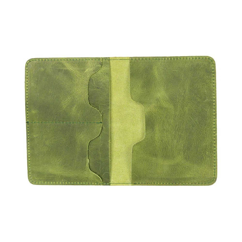 Leather Passport Holder in Olive