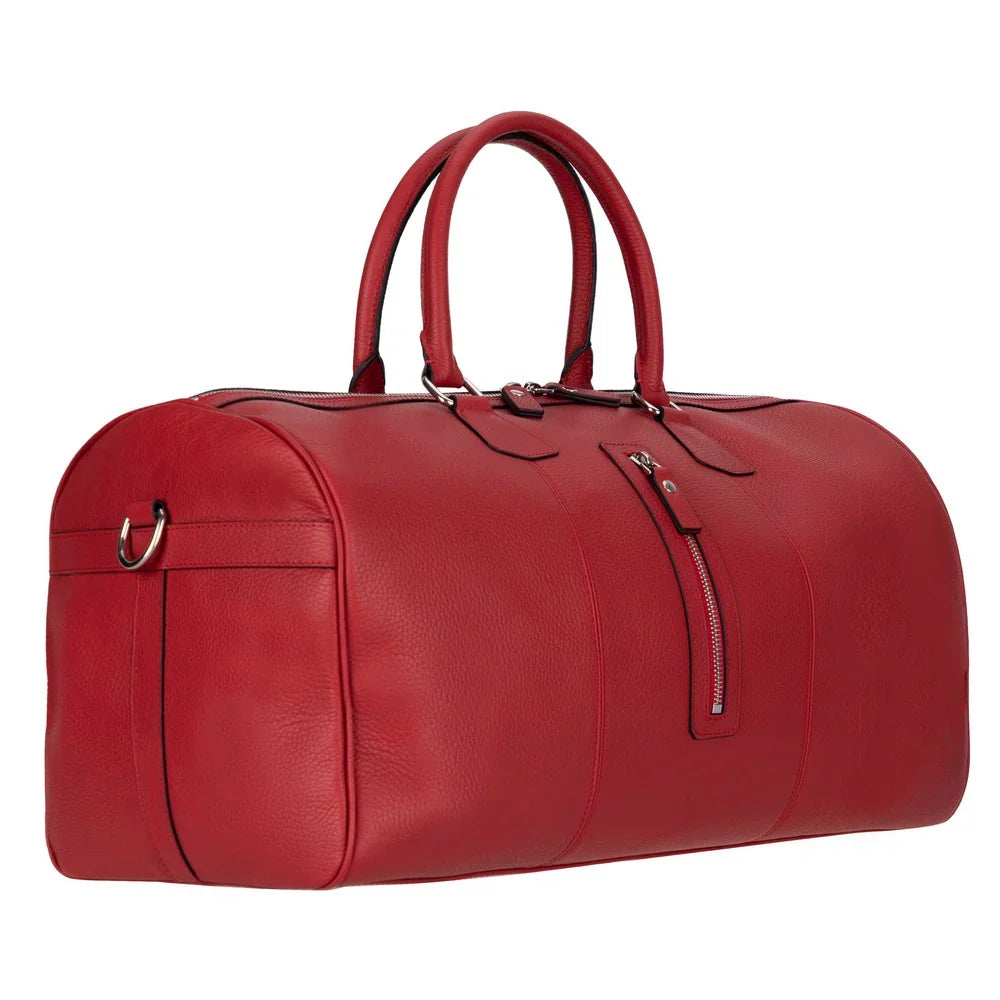 Leather Weekend Bag in Crimson