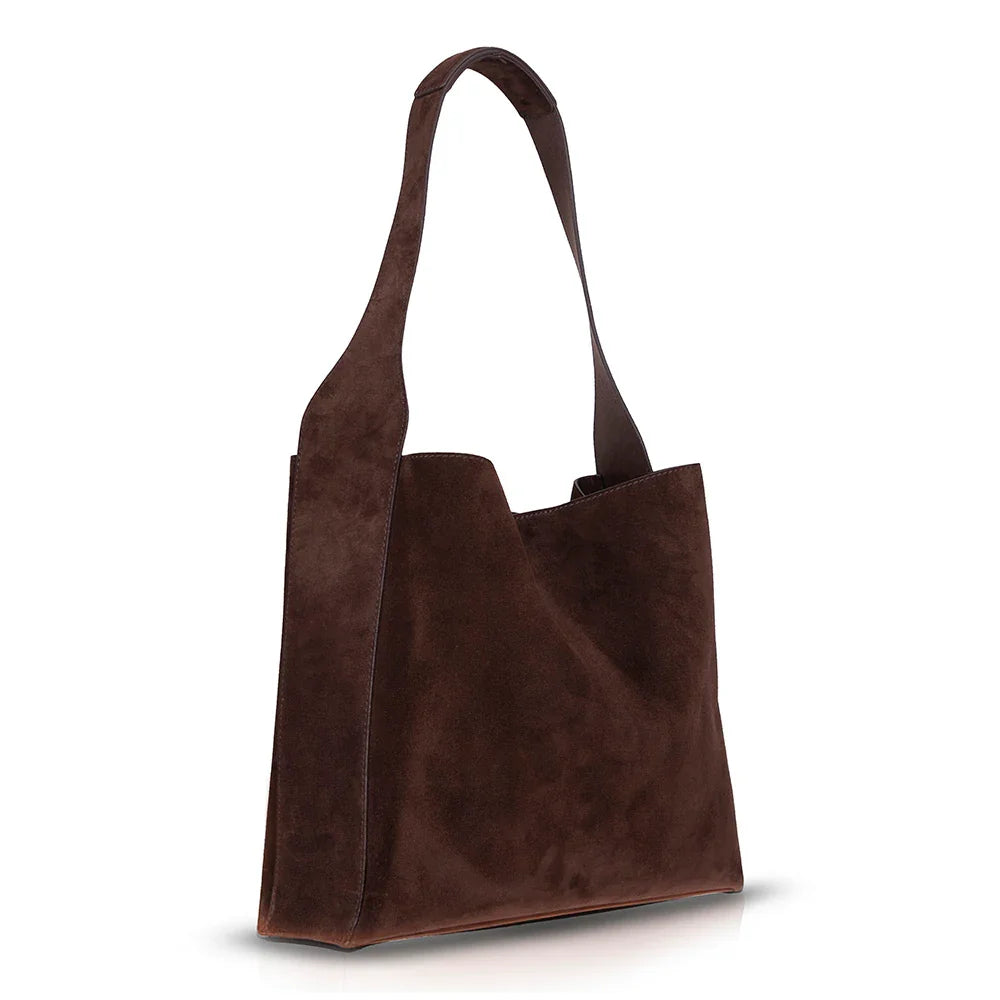 Women's Leather Bag in Suede Brown